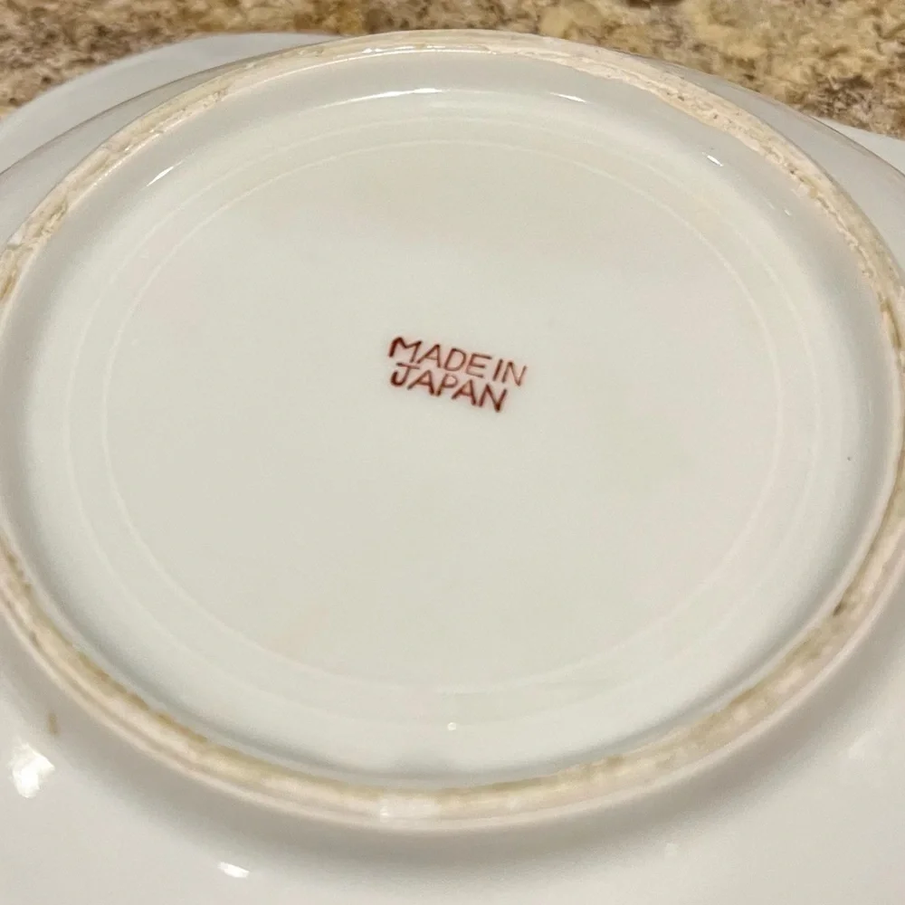 Vintage Square Blue Floral Lusterware Bowl 9” Dish Made in Japan